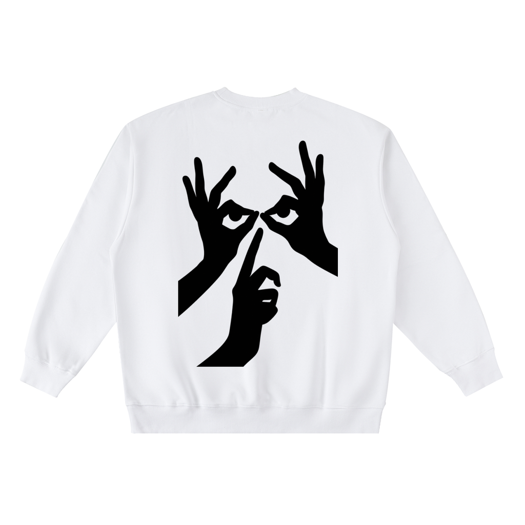 Sudadera blanca sin capucha Silent Signal | AroProject.